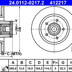 Disc frana ATE 24.0112-0217.2 – RENAULT | AutoRival