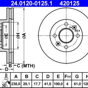 Disc frana ATE 24.0120-0125.1 – RENAULT | AutoRival