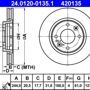 Disc frana ATE 24.0120-0135.1 – RENAULT | AutoRival