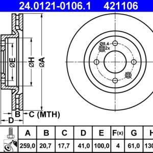 Disc frana ATE 24.0121-0106.1 – RENAULT | AutoRival