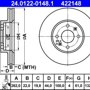 Disc frana ATE 24.0122-0148.1 – RENAULT | AutoRival