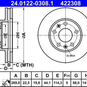Disc frana ATE 24.0122-0308.1 – RENAULT | AutoRival