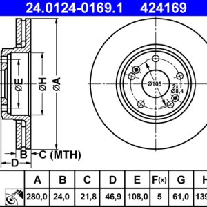Disc frana ATE 24.0124-0169.1 – RENAULT | AutoRival