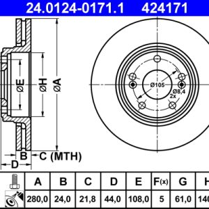 Disc frana ATE 24.0124-0171.1 – RENAULT | AutoRival
