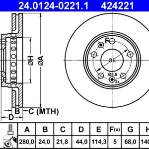 Disc frana ATE 24.0124-0221.1 – RENAULT | AutoRival