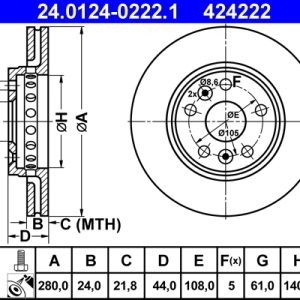 Disc frana ATE 24.0124-0222.1 – RENAULT | AutoRival