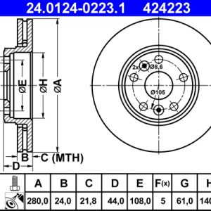 Disc frana ATE 24.0124-0223.1 – RENAULT | AutoRival