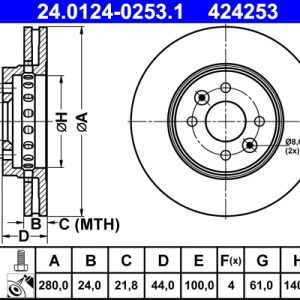 Disc frana ATE 24.0124-0253.1 – RENAULT | AutoRival