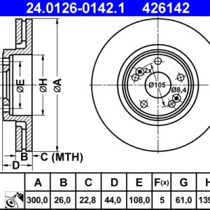 Disc frana ATE 24.0126-0142.1 – RENAULT | AutoRival