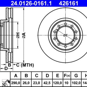Disc frana ATE 24.0126-0161.1 – RENAULT | AutoRival