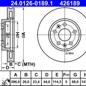 Disc frana ATE 24.0126-0189.1 – RENAULT | AutoRival