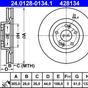 Disc frana ATE 24.0128-0134.1 – RENAULT | AutoRival