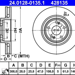 Disc frana ATE 24.0128-0135.1 – RENAULT | AutoRival