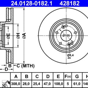 Disc frana ATE 24.0128-0182.1 – RENAULT | AutoRival