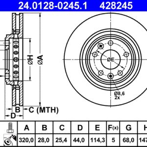 Disc frana ATE 24.0128-0245.1 – RENAULT | AutoRival