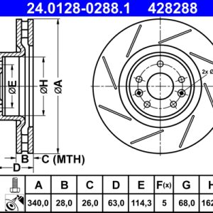 Disc frana ATE 24.0128-0288.1 – RENAULT | AutoRival