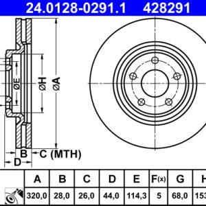 Disc frana ATE 24.0128-0291.1 – RENAULT | AutoRival