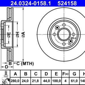 Disc frana ATE 24.0324-0158.1 – RENAULT | AutoRival