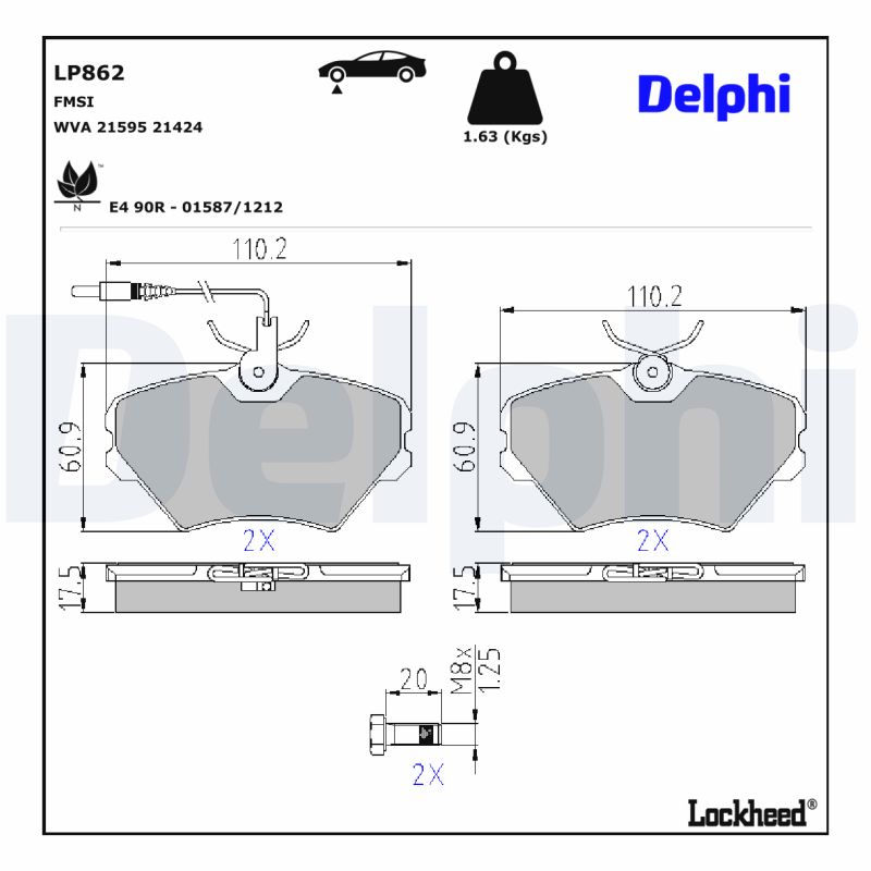 Set placute frana DELPHI LP862 – RENAULT | AutoRival
