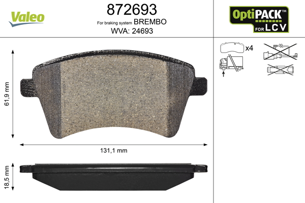 Set placute frana VALEO 872693 – RENAULT | AutoRival