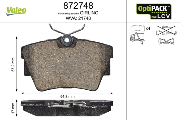 Set placute frana VALEO 872748 – RENAULT | AutoRival