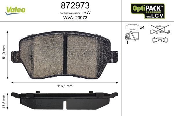Set placute frana VALEO 872973 – RENAULT | AutoRival