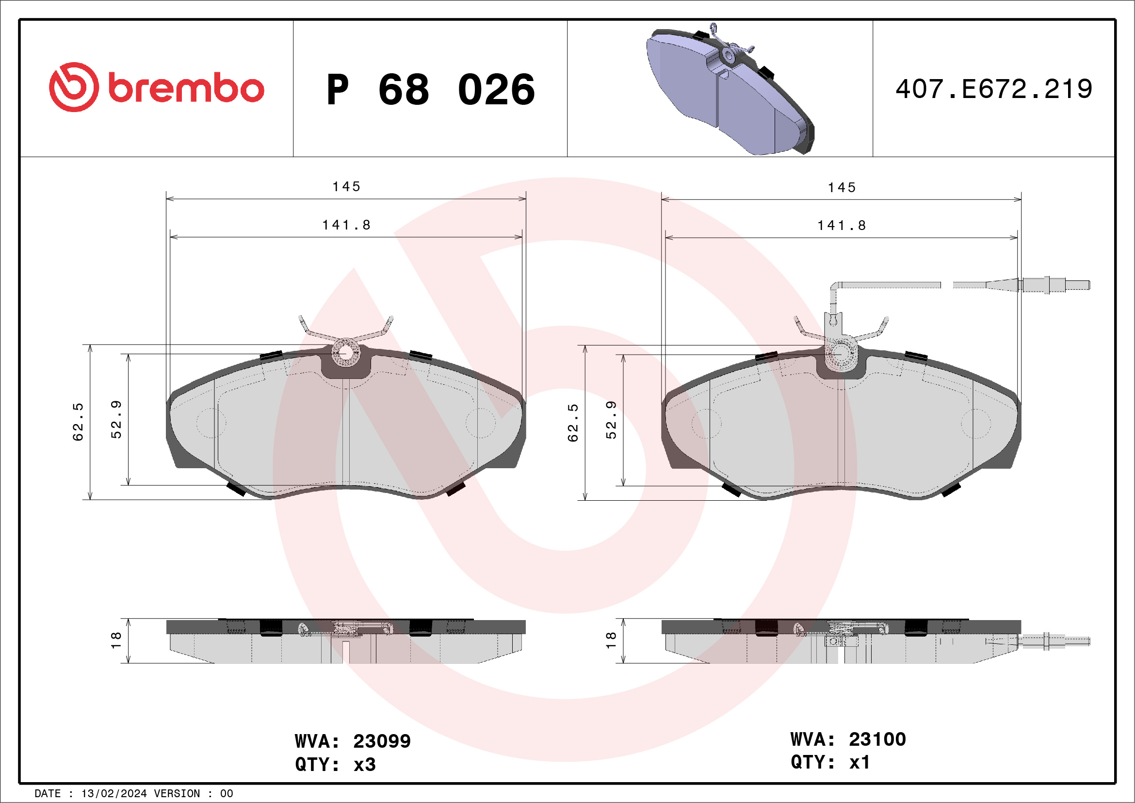 Set placute frana BREMBO P68026 – RENAULT | AutoRival