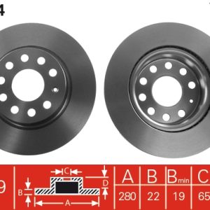 Disc frana SKODA YETI (5L) 1.2 TSI benzina 110 cai TRW DF4294