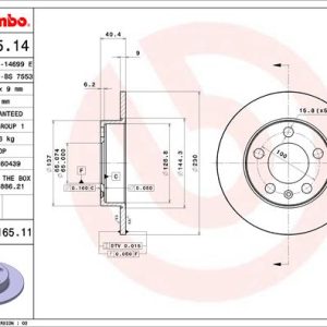 Disc frana SKODA SCALA (NW1) 1.6 TDI diesel 95 cai BREMBO 08.7165.11