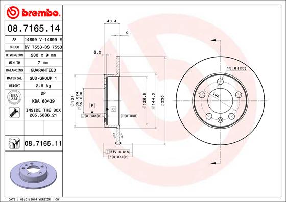 Disc frana SKODA KAMIQ (NW4) 1.5 TSI benzina 150 cai BREMBO 08.7165.11