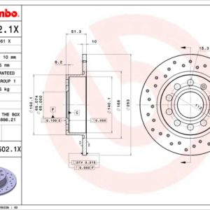 Disc frana SKODA YETI (5L) 1.2 TSI benzina 110 cai BREMBO 08.9502.1X
