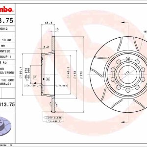 Disc frana SKODA KAROQ (NU7, ND7) 1.6 TDI diesel 115 cai BREMBO 08.B413.75