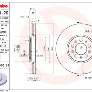 Disc frana SKODA RAPID Spaceback (NH1) 1.6 TDI diesel 105 cai BREMBO 09.7010.21