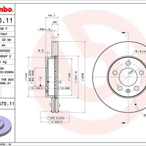 Disc frana SKODA SCALA (NW1) 1.6 TDI diesel 95 cai BREMBO 09.D570.11