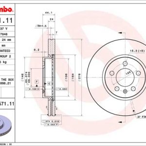 Disc frana SKODA SCALA (NW1) 1.6 TDI diesel 95 cai BREMBO 09.D571.11