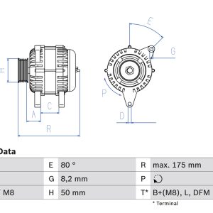 Alternator SKODA ROOMSTER Praktik (5J) 1.4 benzina 86 cai BOSCH 0 986 041 310