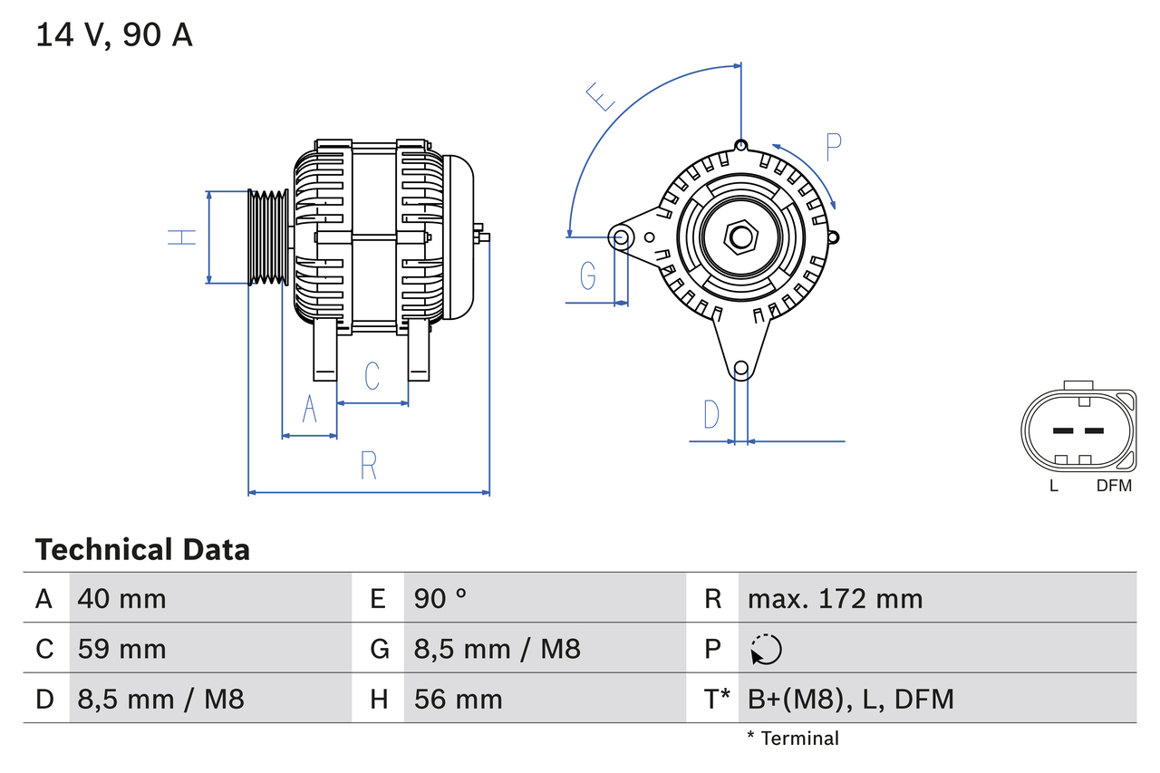 Alternator SKODA ROOMSTER (5J7) 1.9 TDI diesel 105 cai BOSCH 0 986 047 250