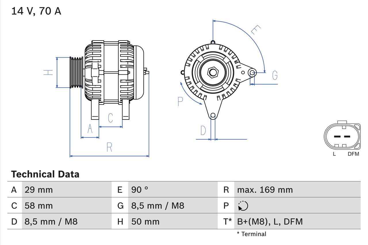 Alternator SKODA RAPID (NH3, NK3, NK6) 1.2 benzina 75 cai BOSCH 0 986 048 891