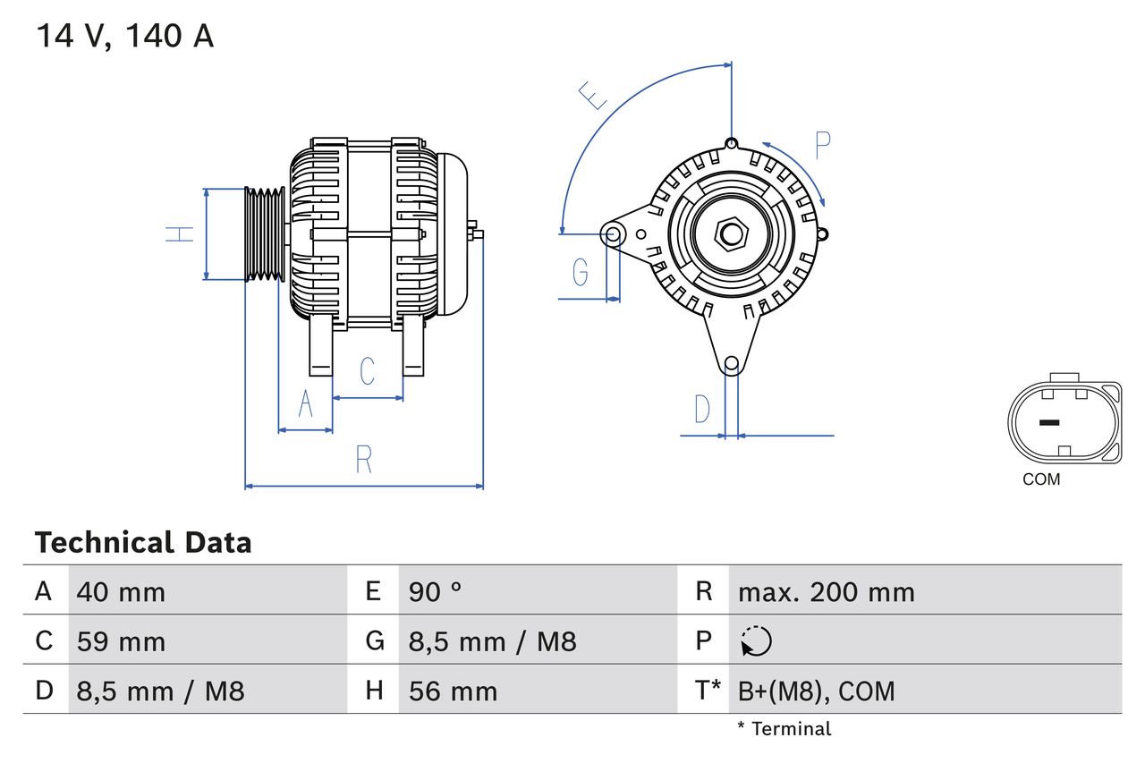 Alternator SKODA RAPID Spaceback (NH1) 1.4 TDI diesel 90 cai BOSCH 0 986 085 040