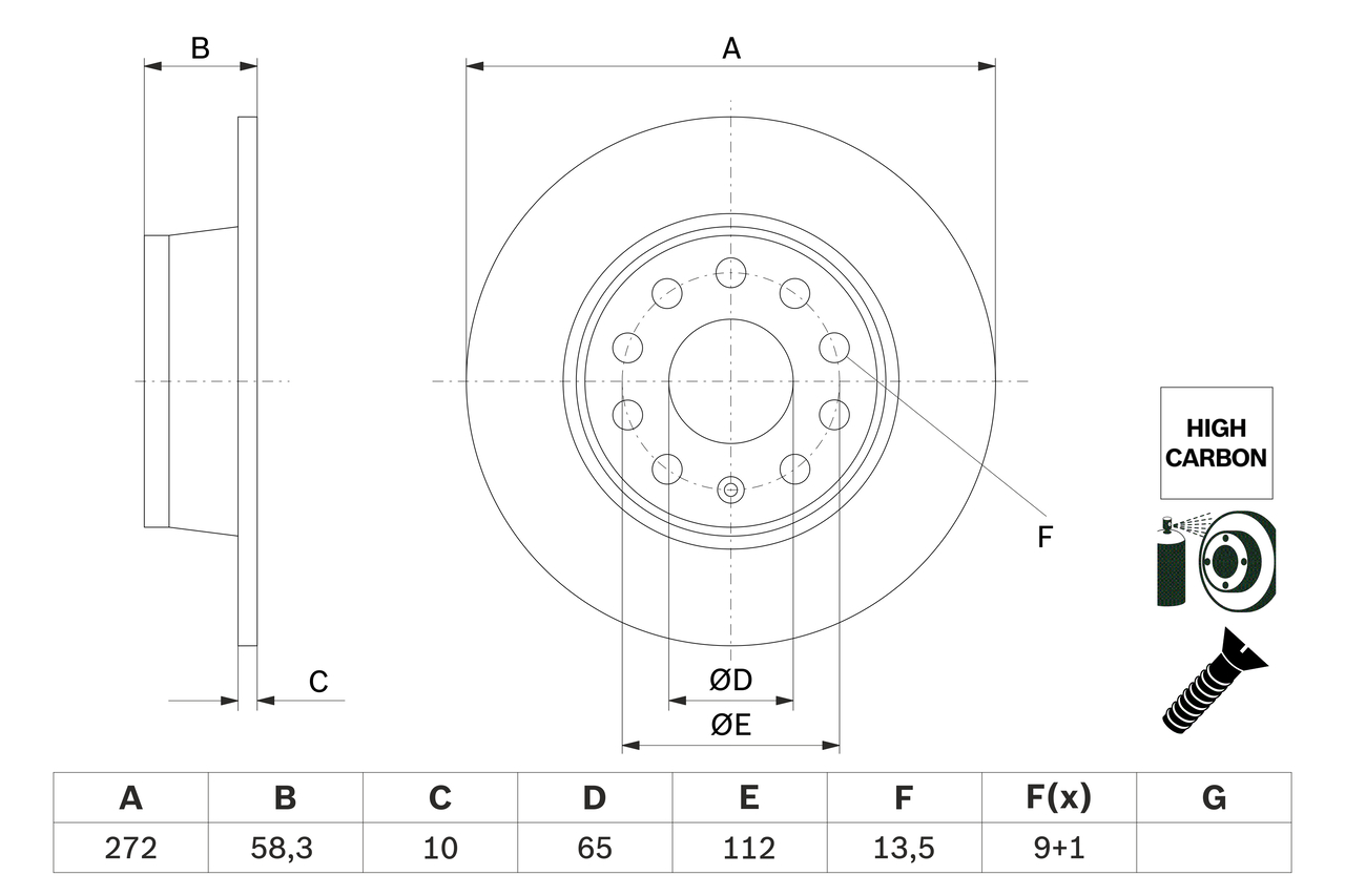 Disc frana SKODA KAROQ (NU7, ND7) 2.0 TSI 4x4 benzina 190 cai BOSCH 0 986 479 F23