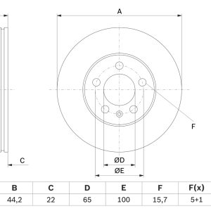 Disc frana SKODA KAMIQ (NW4) 1.5 TSI benzina 150 cai BOSCH 0 986 479 F32