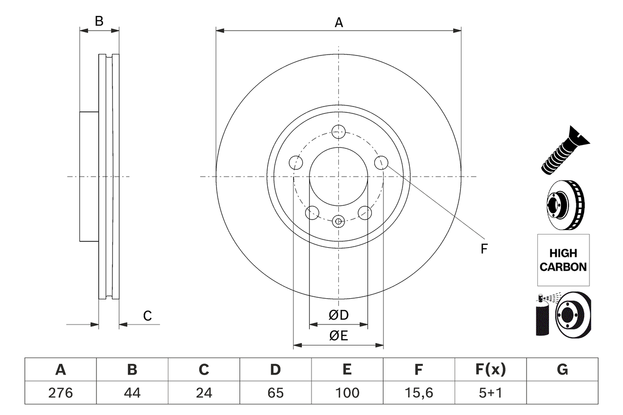 Disc frana SKODA KAMIQ (NW4) 1.5 TSI benzina 150 cai BOSCH 0 986 479 H71