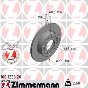 Disc frana SKODA KAMIQ (NW4) 1.5 TSI benzina 150 cai ZIMMERMANN 100.1236.20