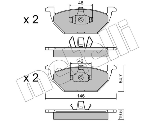Placute frana SKODA ROOMSTER (5J7) 1.4 benzina 86 cai METELLI 22-0211-1