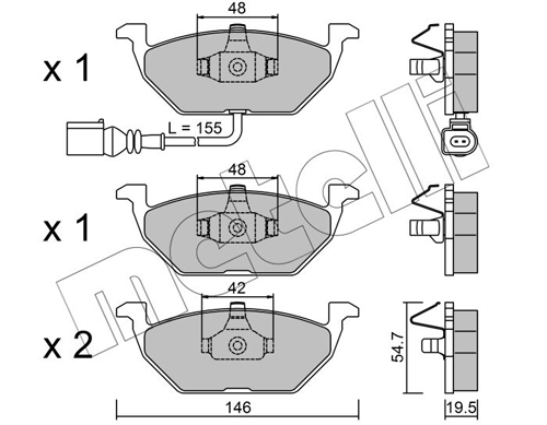Placute frana SKODA YETI (5L) 1.4 TSI benzina 122 cai METELLI 22-0211-2