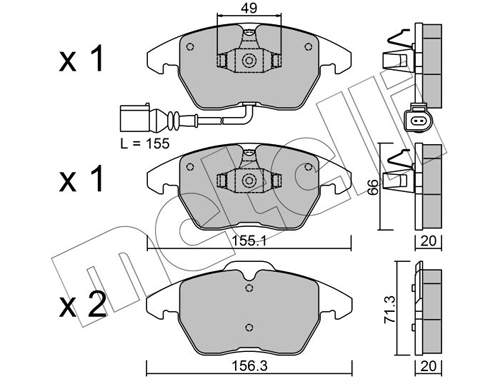 Placute frana SKODA RAPID (NH3, NK3, NK6) 1.2 TSI benzina 105 cai METELLI 22-0548-0