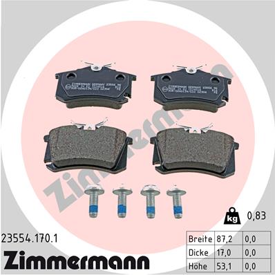 Placute frana SKODA ROOMSTER (5J7) 1.4 TDI diesel 70 cai ZIMMERMANN 23554.170.1