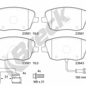 Placute frana SKODA ROOMSTER (5J7) 1.9 TDI diesel 105 cai BRECK 23581 00 702 10