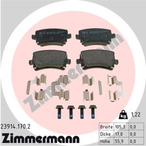Placute frana SKODA YETI (5L) 1.8 TSI 4x4 benzina 152 cai ZIMMERMANN 23914.170.2