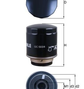 Filtru ulei SKODA RAPID (NH3, NK3, NK6) 1.6 benzina 105 cai MAHLE ORIGINAL OC 593/4